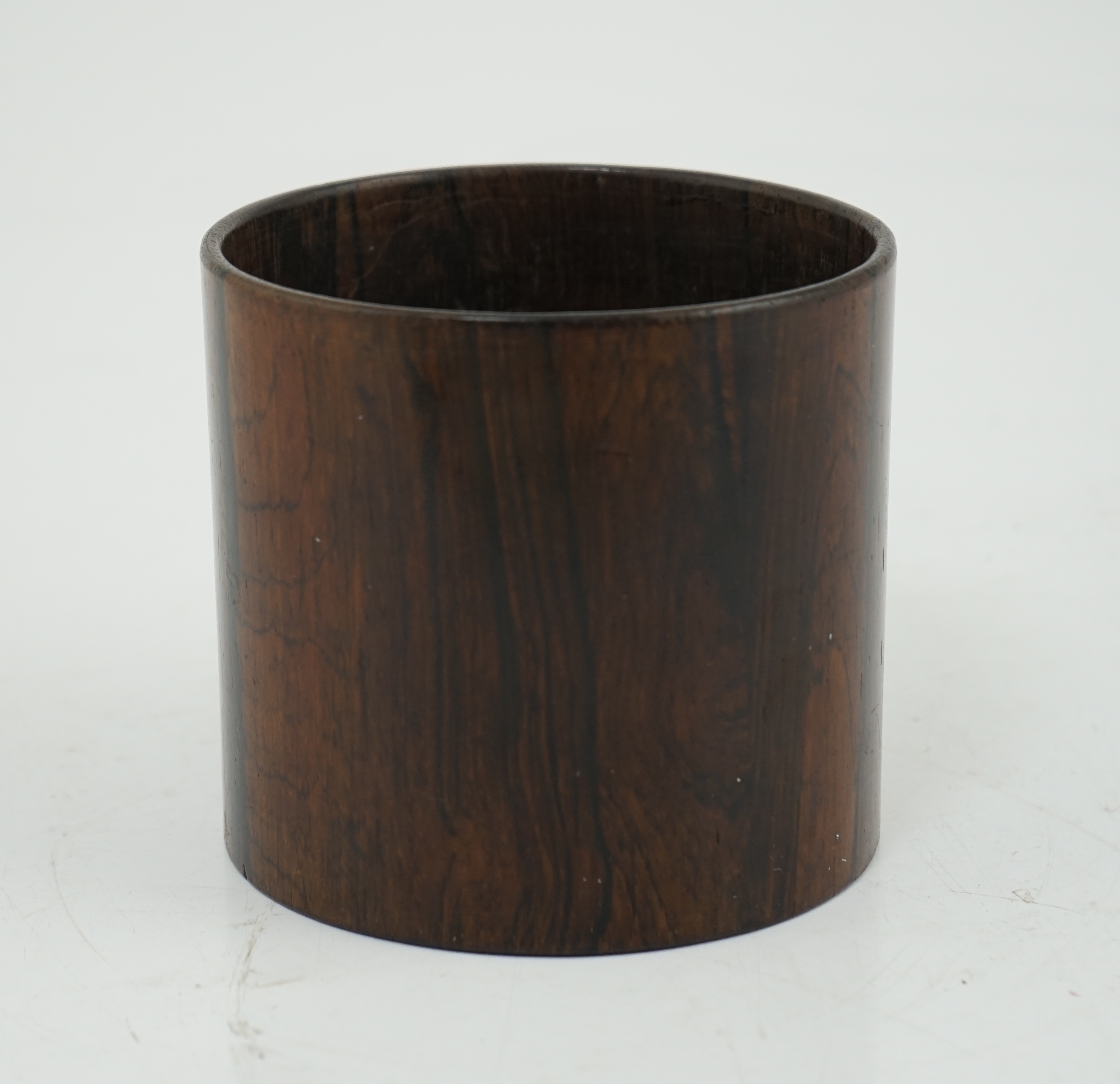 A Chinese brushpot, possibly zitan, 18th/19th century, old repairs